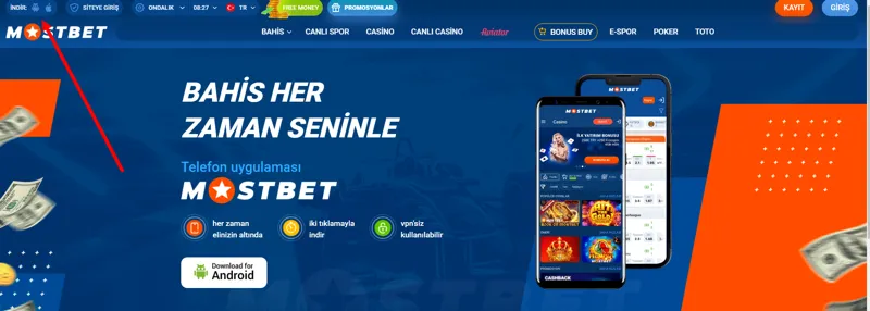 Para çekme işlemleri için MostBet mobil uygulamasını indirin